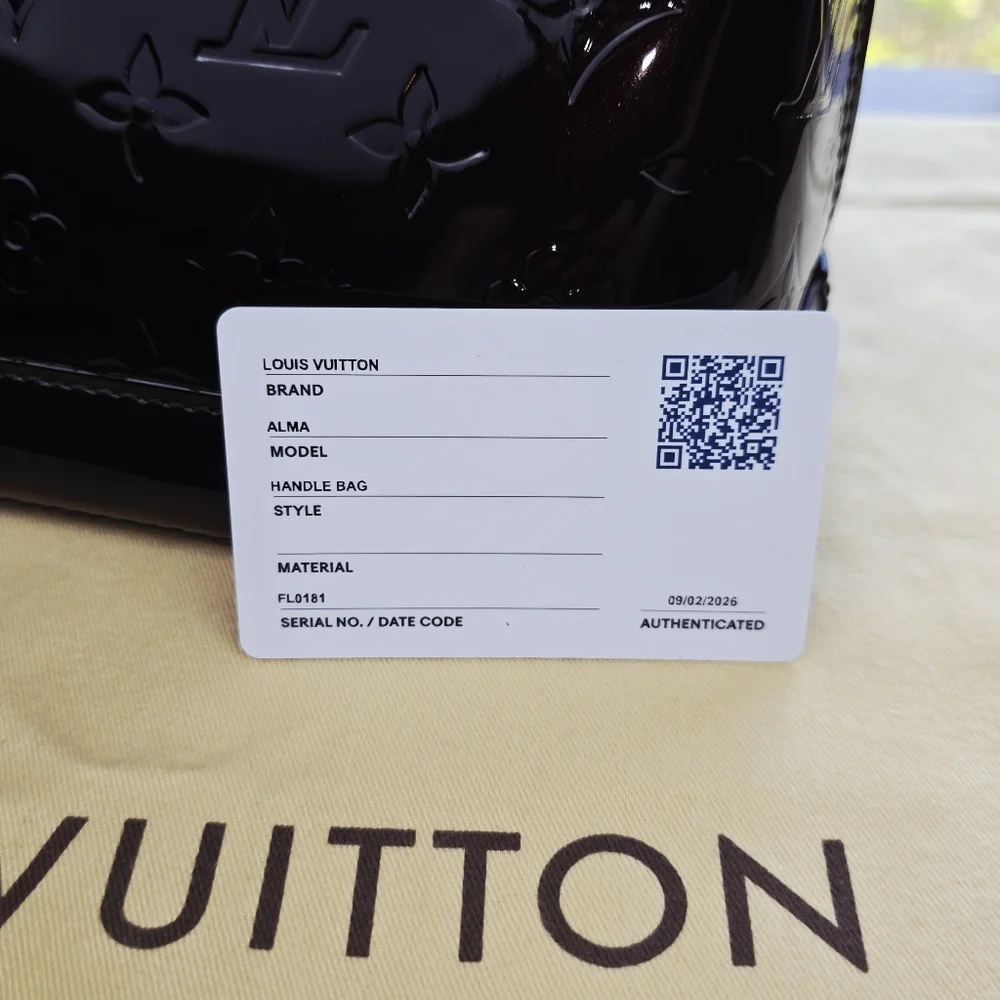 Louis Vuitton Alma PM Monogram Vernis Amarante Handbag‎ FL0181 COA